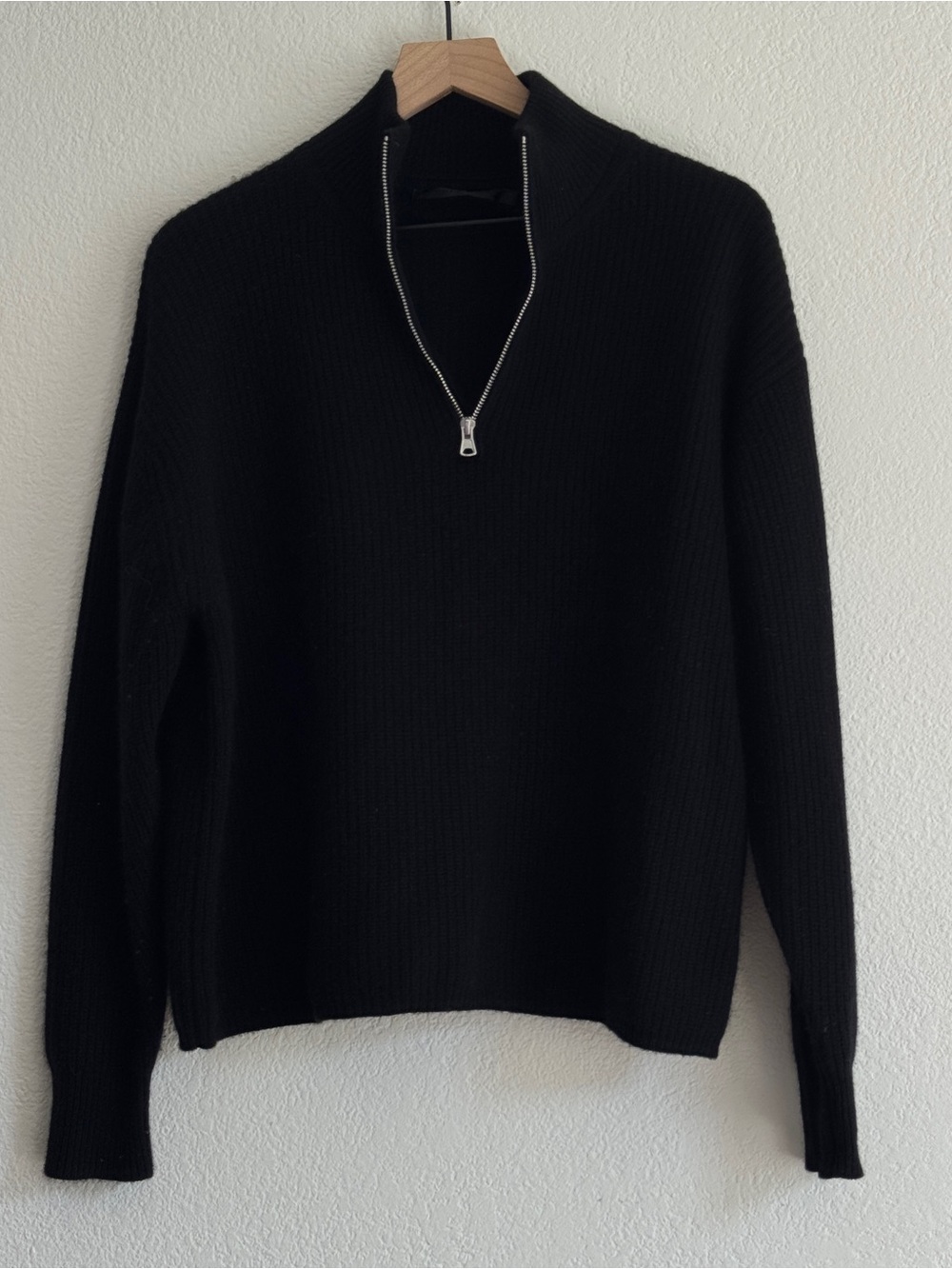 Jenni Kayne Black Cashmere Half-Zip Sweater